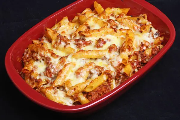 This Baked Casserole Dish Made With Ziti Macaroni And Ground Beef Is Delicious!