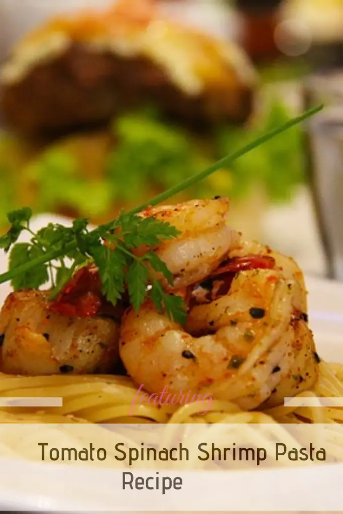 Healthy, Light and Delicious Tomato Spinach Shrimp Pasta Recipe