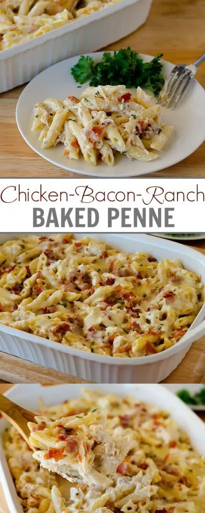 Delicious Chicken Bacon Ranch Baked Penne Casserole Is Filled With All Things Comforting