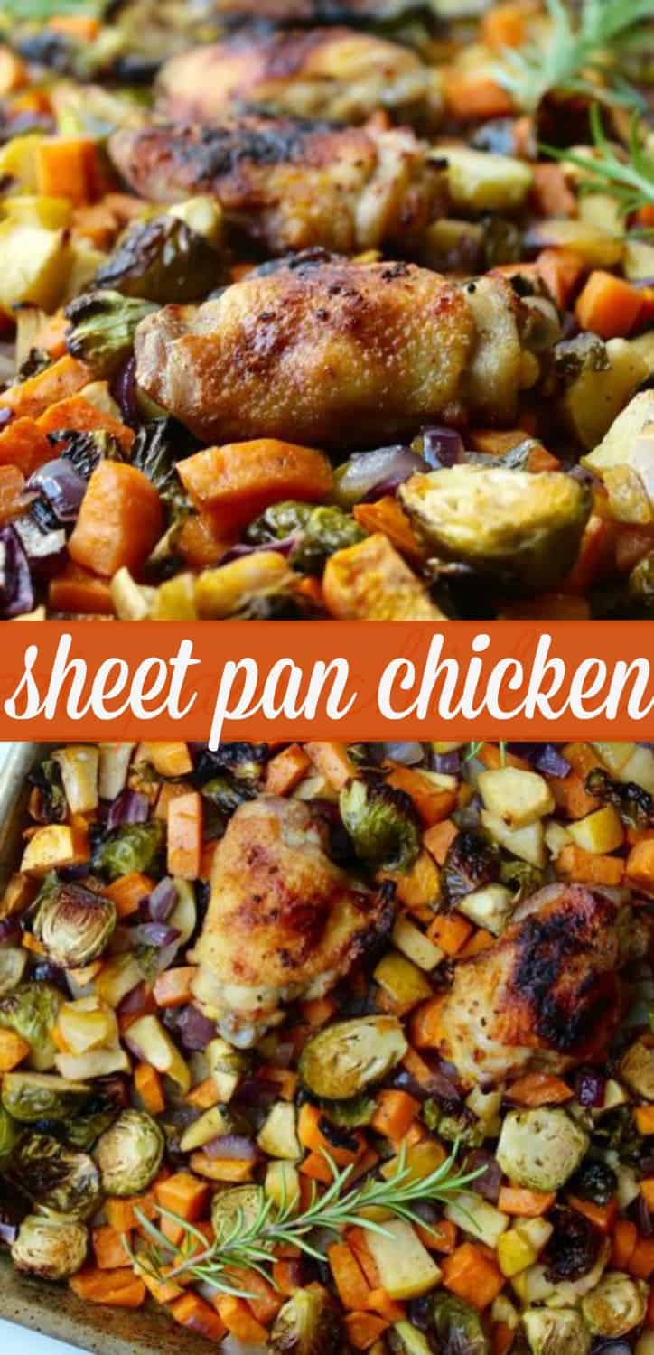 Easy Sheet Pan Chicken Dinner Recipe With A Ton Of Fall Veggies And Flavors