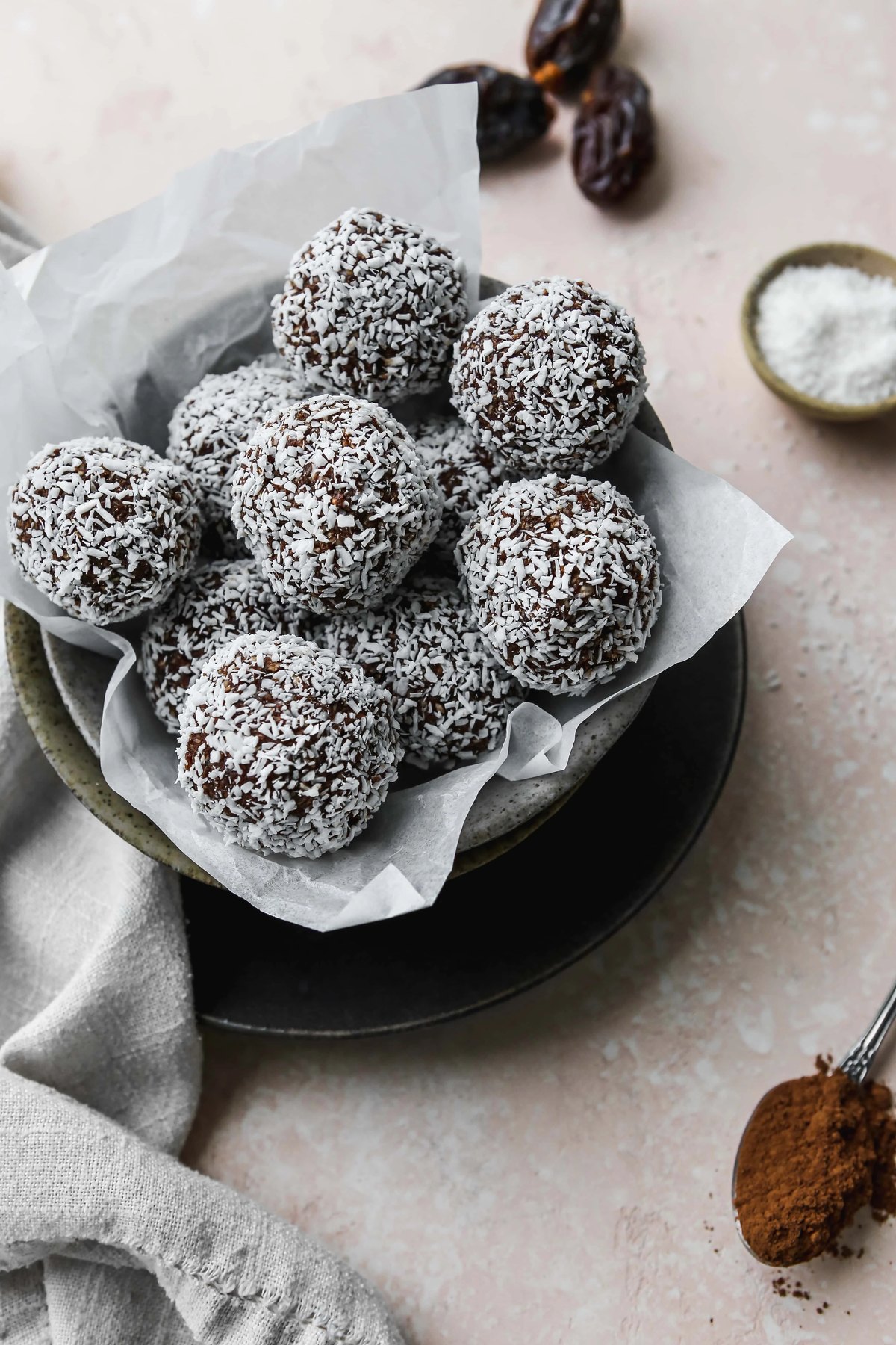 Easy Chocolate Coconut Date Energy Balls (Vegan) by Carrie Walder