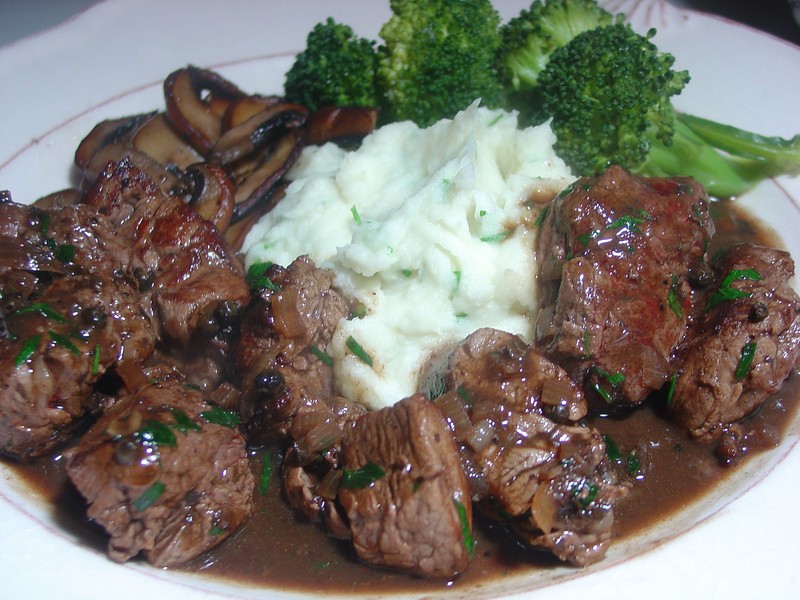 These Simple Beef Tenderloin Tips In Green Peppercorn Sauce Are A Special Treat