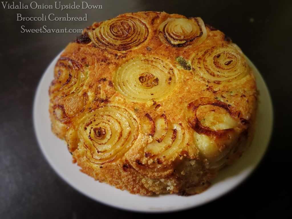 Onion Upside Down Cornbread With Broccoli And Cooked Bacon - Looks Great And Tastes Amazing!