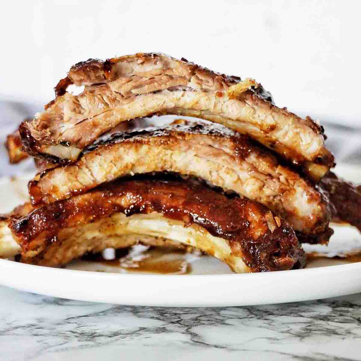 Stacked glazed slow cooker Coke ribs