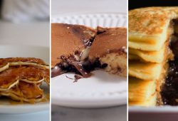 Bacon pancakes, Nutella-stuffed pancakes and peanut butter and jelly pancakes