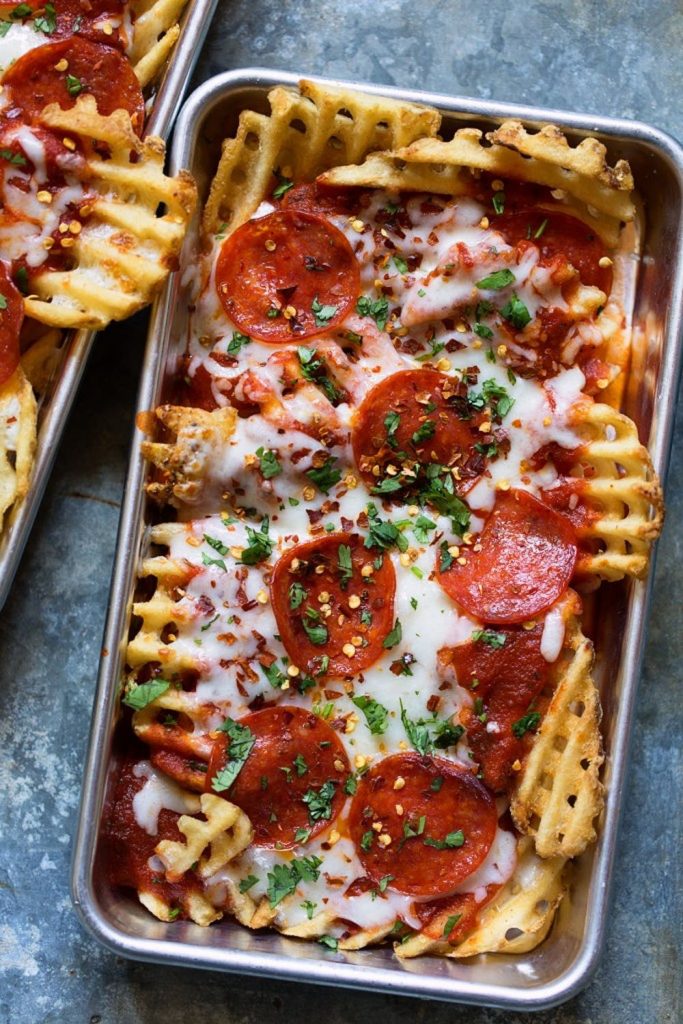 Best Super Bowl Appetizer Ideas-Waffled Pizza Fries