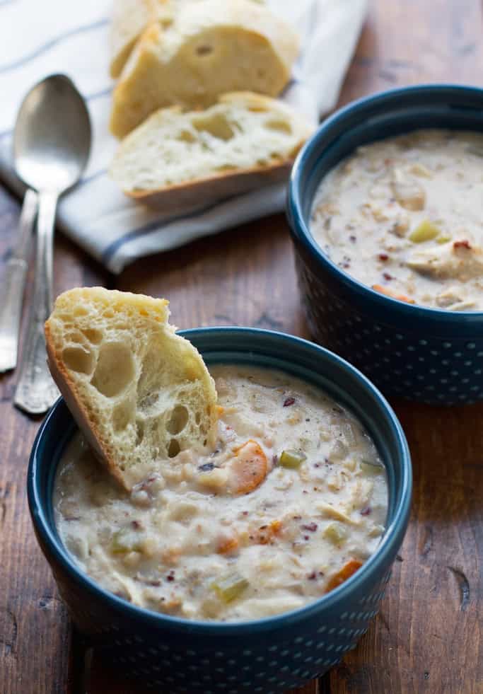 Creamy Slow Cooker Chicken and Wild Rice Soup recipe