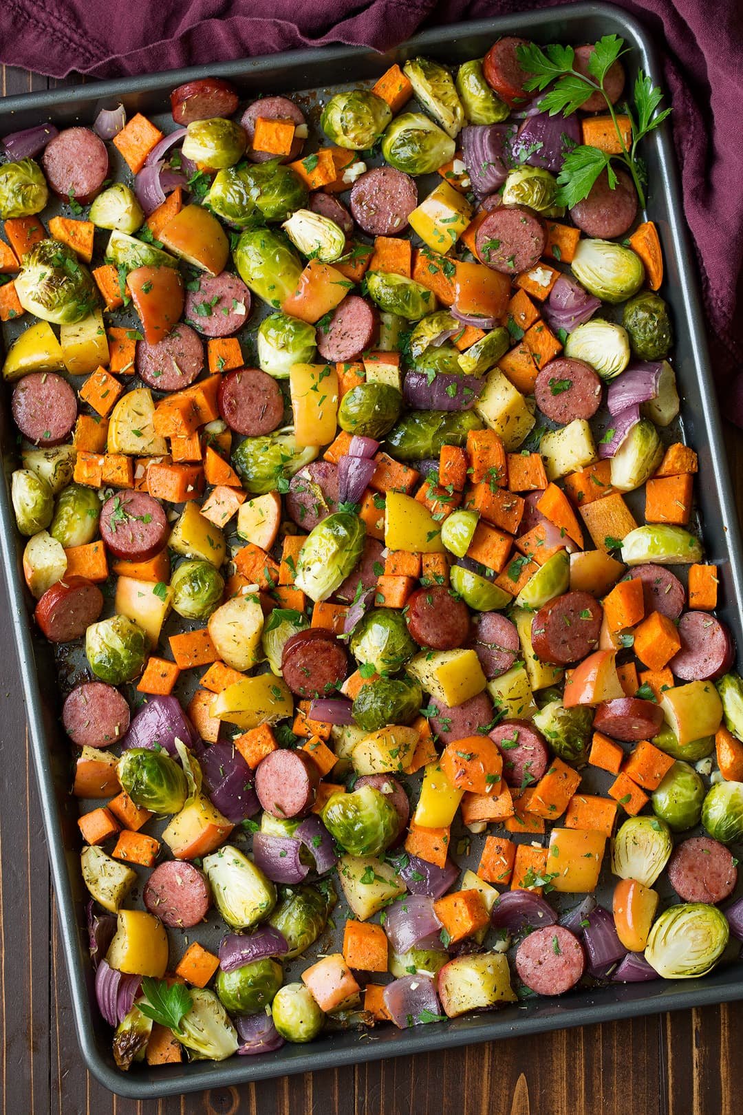 Autumn Sausage Veggie and Apple Sheet Pan Dinner