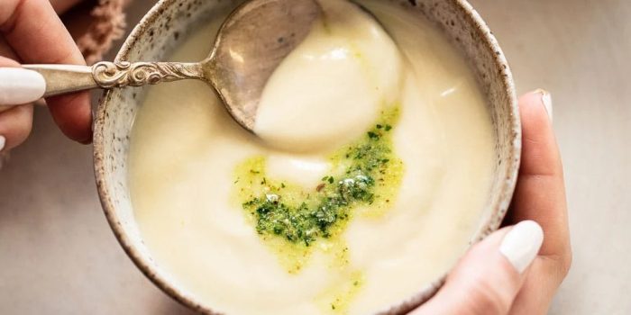 Creamy Cauliflower Soup with Parmesan by Karen Tedesco