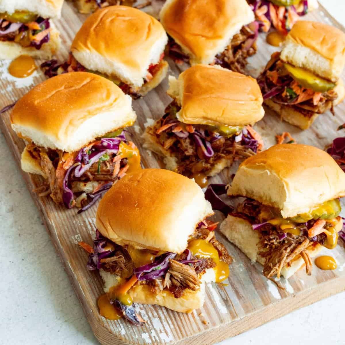 Easy BBQ Pulled Pork Sliders with Red Cabbage Slaw by Ashley Freeman