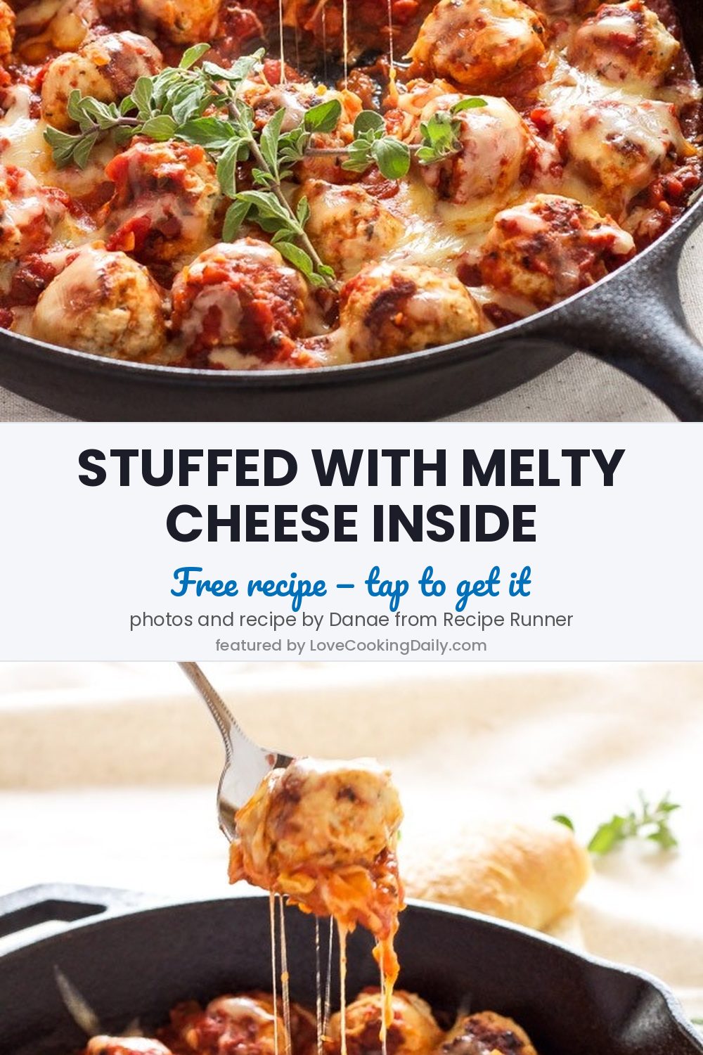 Easy To Make Turkey Meatballs Stuffed With Mozzarella Cheese And Simmered In Marinara Sauce - LoveCookingDaily.com