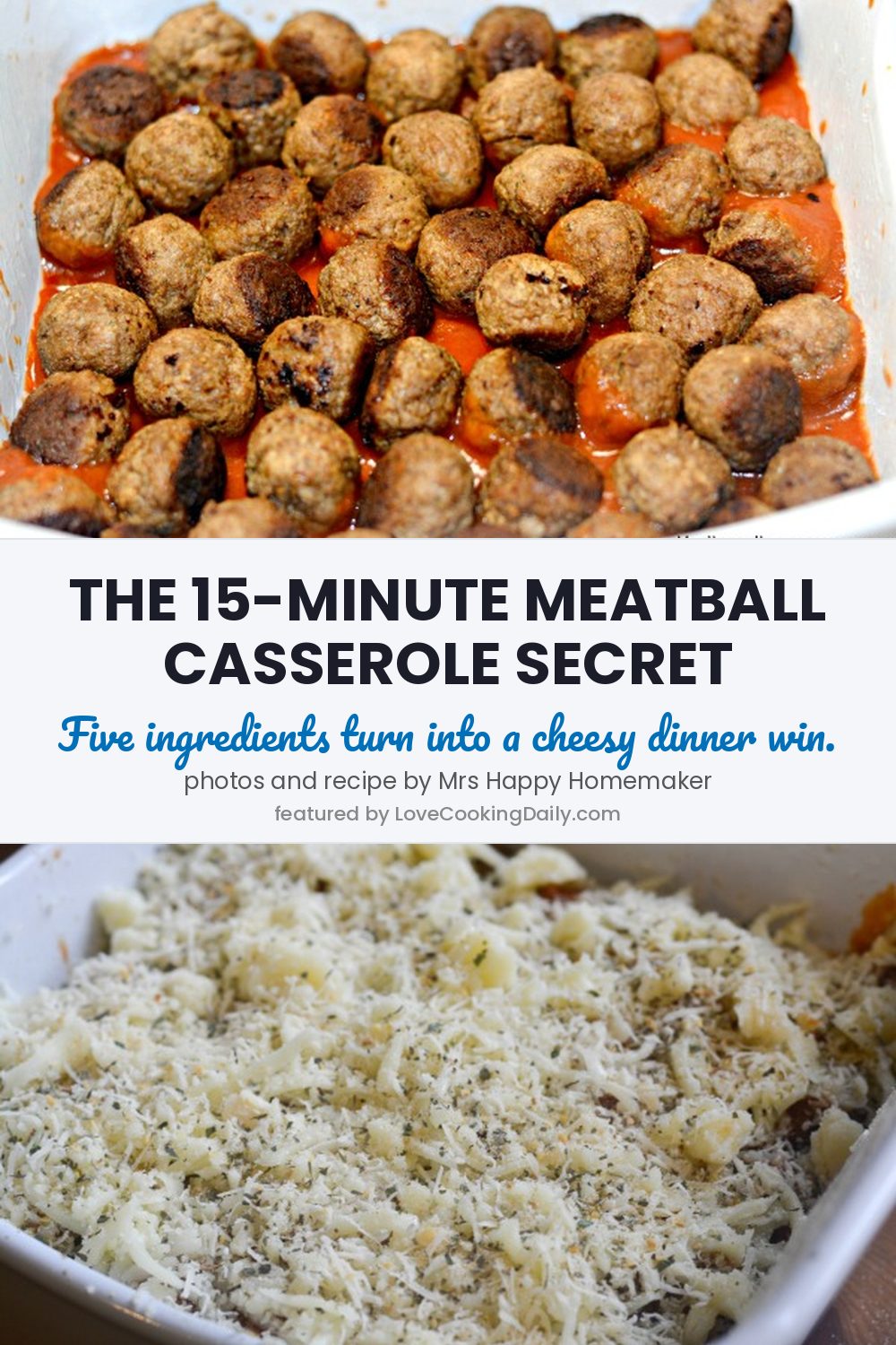This Delicious 5 Ingredients Meatball Parmesan Casserole Will Feed A Crowd For Cheap - LoveCookingDaily.com
