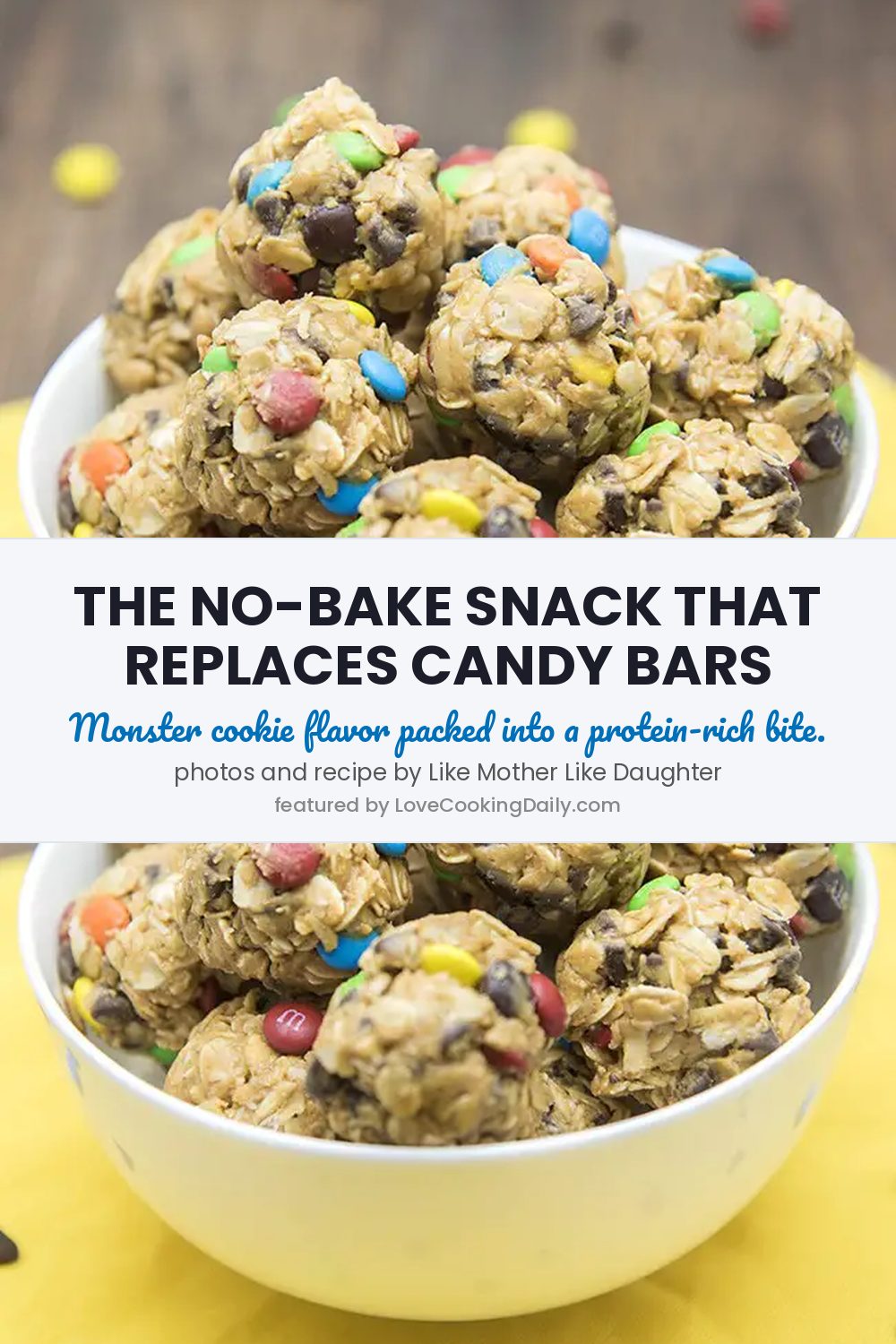 This No-Bake, Protein-Packed Monster Cookie Granola Bar Bite Is Great For Quick Afternoon Snacks - LoveCookingDaily.com