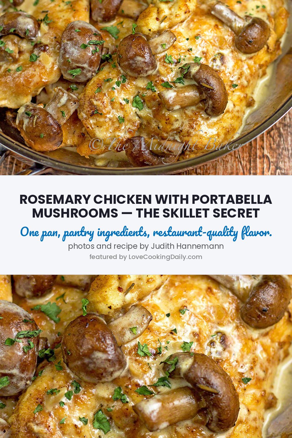 This Rosemary Chicken With Portabella Mushrooms Is Happiness In A Skillet! - LoveCookingDaily.com
