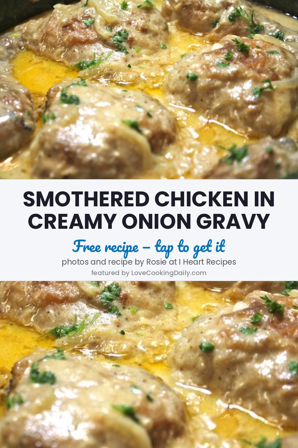 Wonderful And Easy Chicken Smothered In Onion & Garlic Gravy Recipe - LoveCookingDaily.com