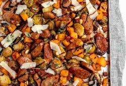 Sheet Pan Chicken Sausage with Harvest Veggies by Jess Larson