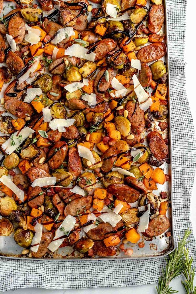 Sheet Pan Chicken Sausage with Harvest Veggies by Jess Larson