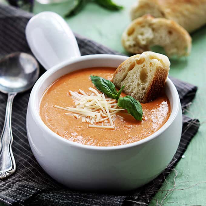 Slow Cooker Tomato Basil Parmesan Soup recipe