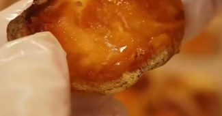 Air fried sweet potato chunk with a caramelised crispy skin and soft orange inside