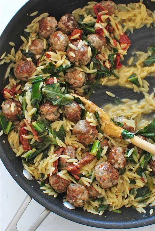 Meatballs and Orzo