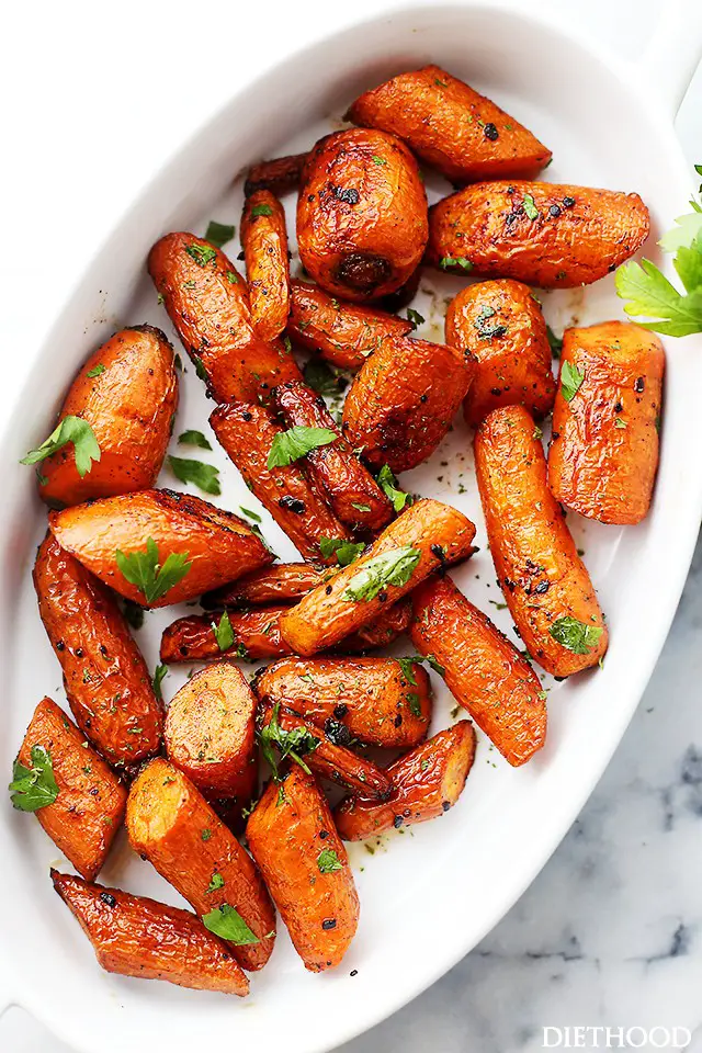 Incredibly Delicious Roasted Carrots With Garlic Butter