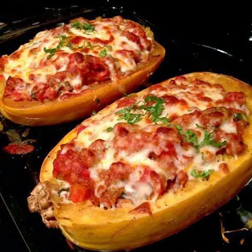 Comforting, Cheesy And So Filling Baked Lasagna Style Spaghetti Squash Recipe