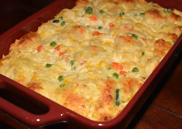 Hearty And Comforting Bubble Up Chicken Pot Pie Casserole