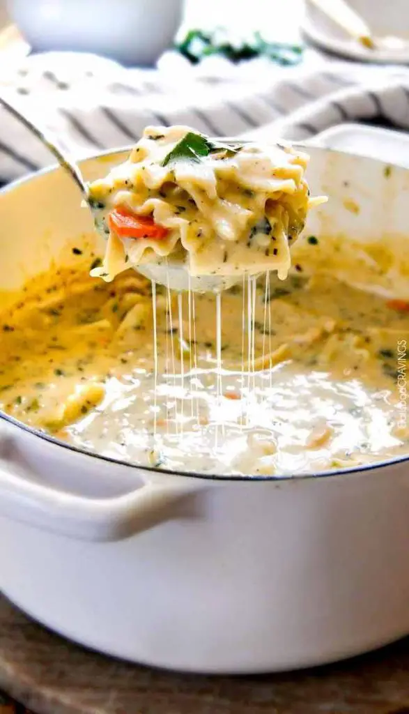 Incredibly Creamy And Delicious One Pot White Chicken Lasagna Soup