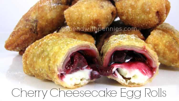 Fried Egg Rolls With Cherry Cheesecake Filling