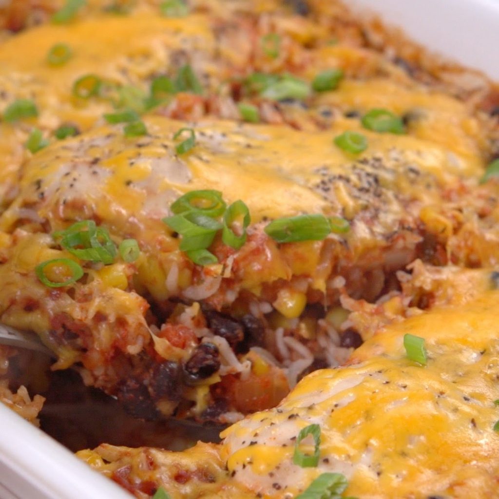 Dump And Bake Salsa Chicken Casserole