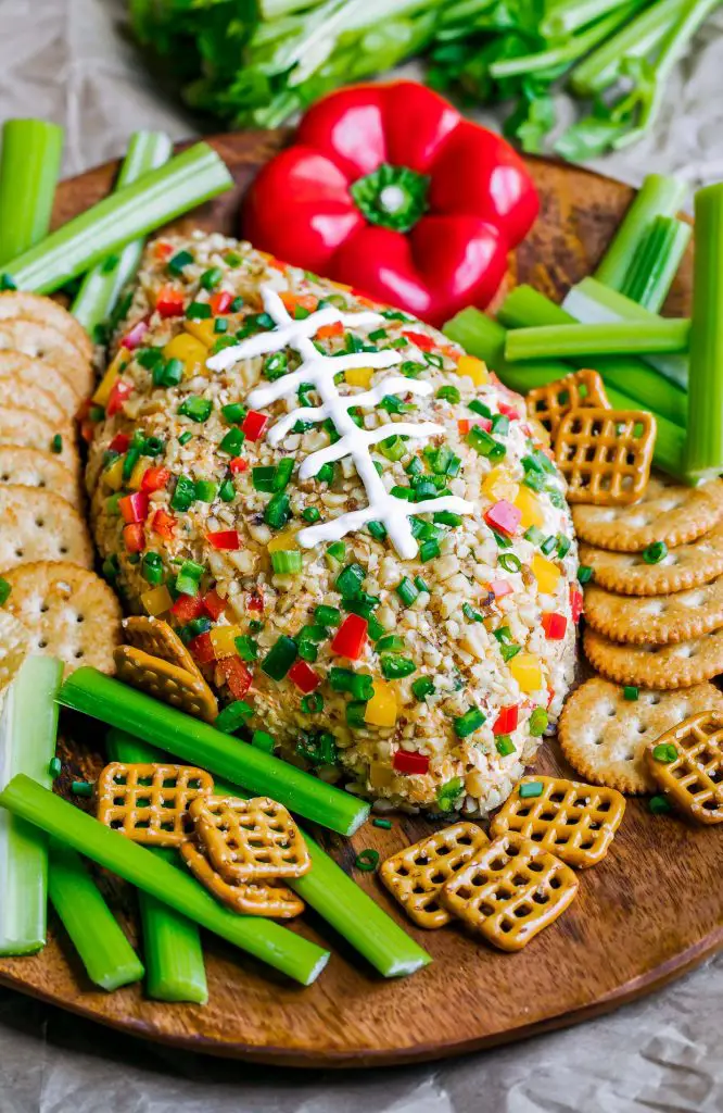 Best Super Bowl Appetizer Ideas-Buffalo Ranch Football Cheese Ball