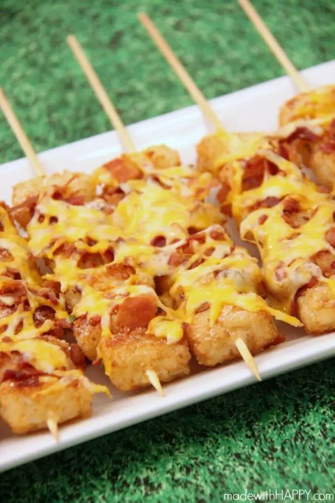 Best Super Bowl Appetizer Ideas-Loaded Tater Tot Skewers