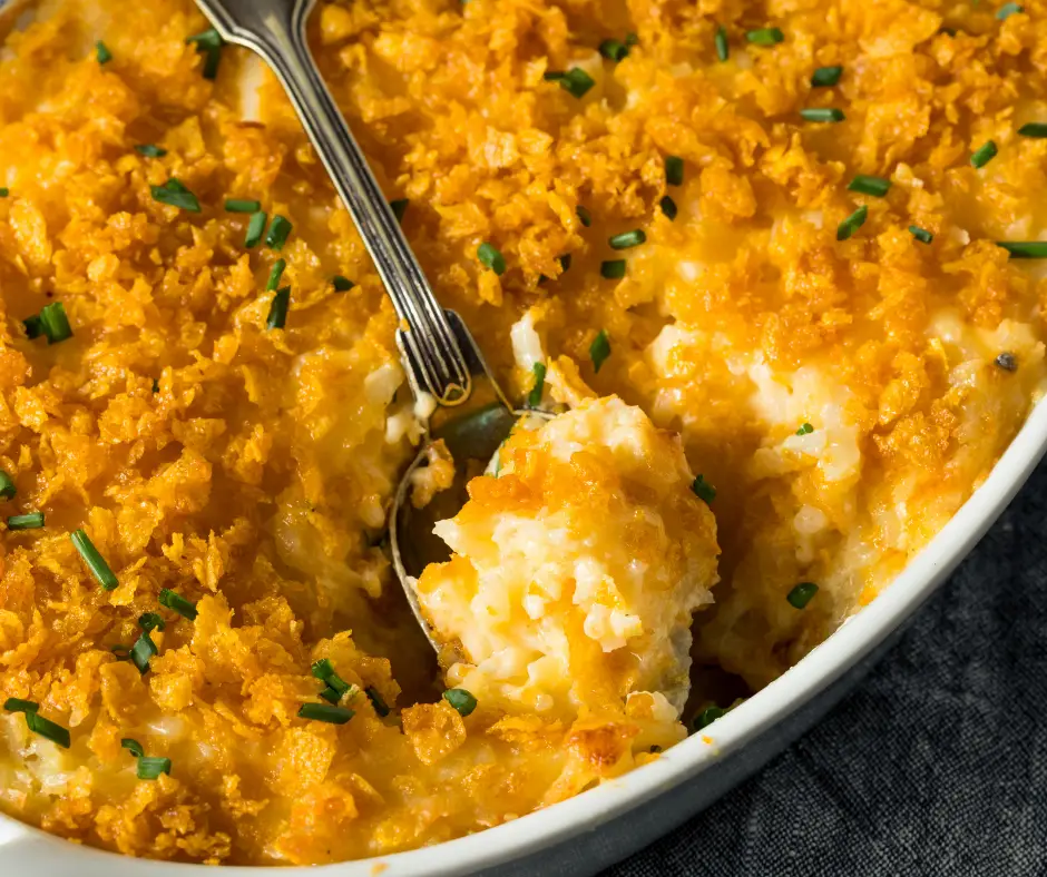 Cheesy Potato Casserole With Diced Potatoes And Corn Flakes- The Perfect Side Dish For A Crowd!