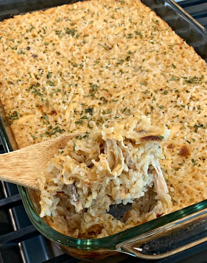 Sunday Chicken And Rice Casserole- One Pan Meal with Tender Chicken And Creamy Rice