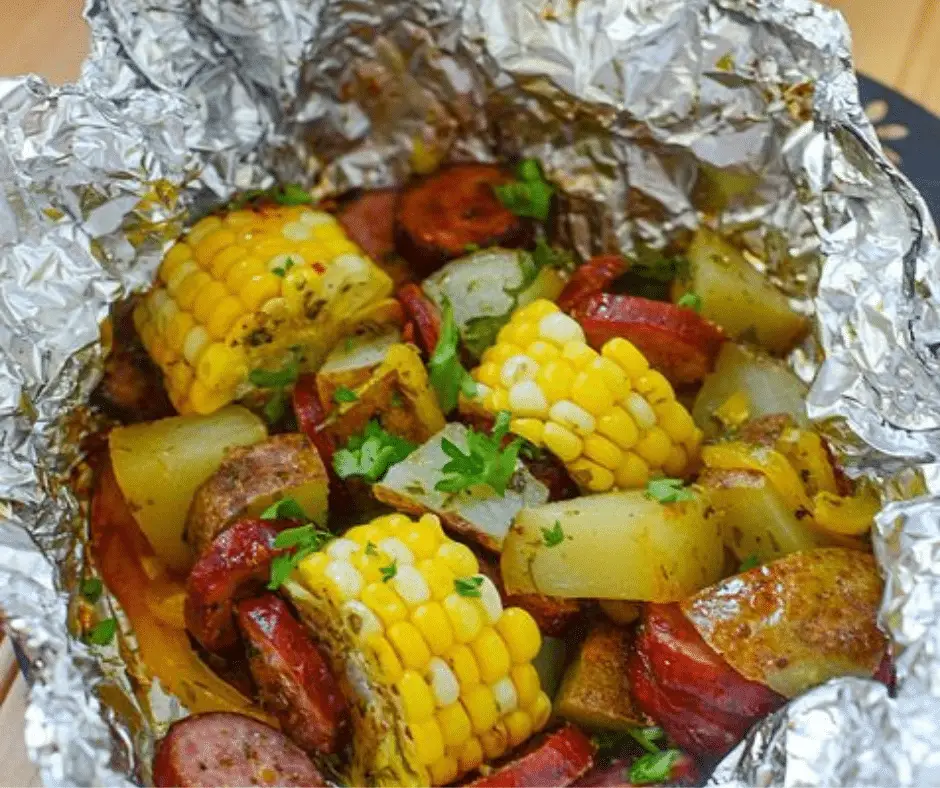 Sausage corn potato foil packets are the perfect meal on a busy night!